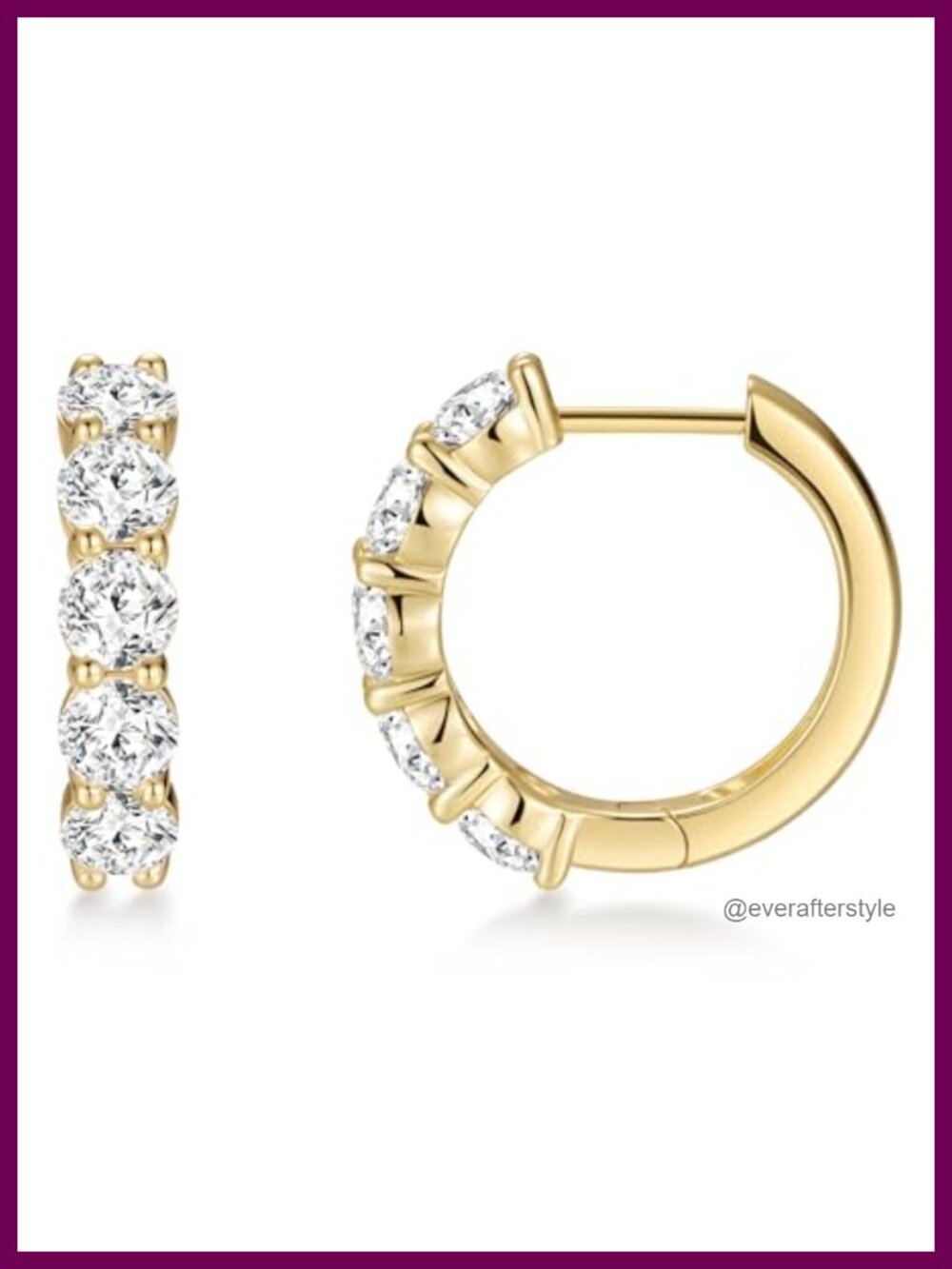 14K Gold Plated 925 Sterling Silver Pave Cubic Zirconia Huggie Hoop Earrings